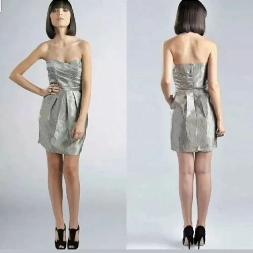 Greylin Strapless Metallic Party/Prom Dress,Jr.
